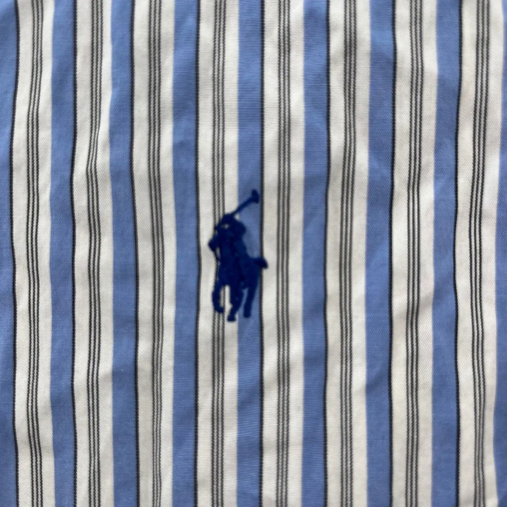 Polo Ralph Lauren Mens XL Classic Fit Blue White Stripe Button Down Shirt Cotton